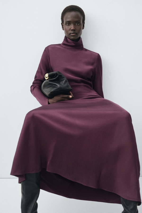 Satin High-Neck Dress from Mango 