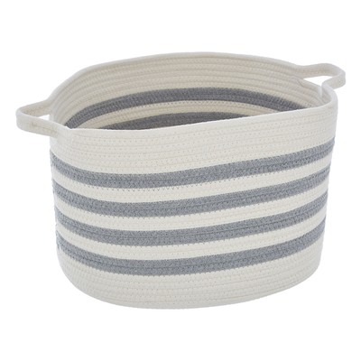 Grey & White Stripped Storage Basket