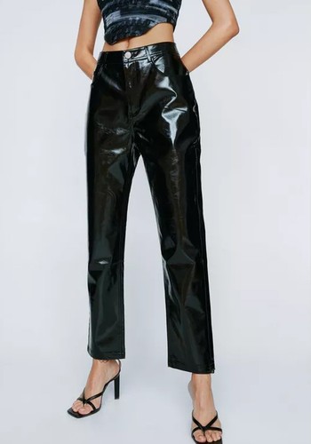 Straight Leg Faux Leather Trousers