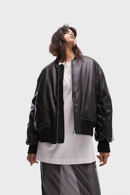 Faux Leather Cropped Bomber Jacket from Topshop