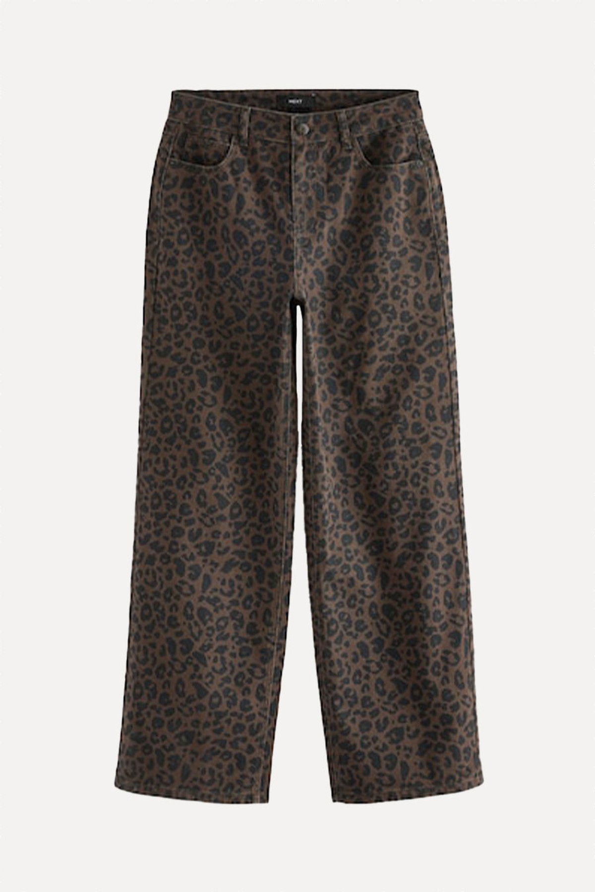 Leopard Printed 100% Cotton Wide Leg Jeans from Next