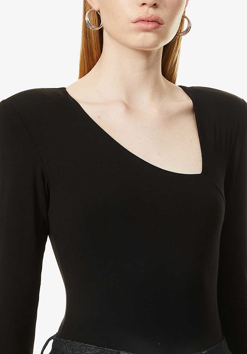 Power Asymmetric Stretch-Woven Bodysuit from Good American 