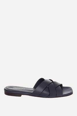 Leather Crossover Flat Square Toe Mules   from Hobbs