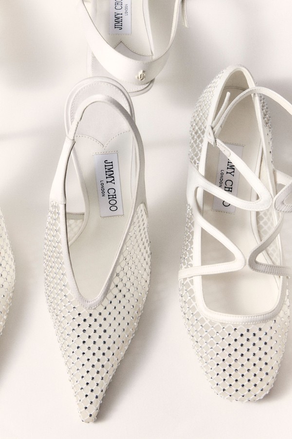 Astoria Flat Crystal Mesh Satin Flats