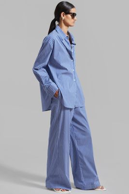 COS Striped Cotton Pyjama Trousers in Blue