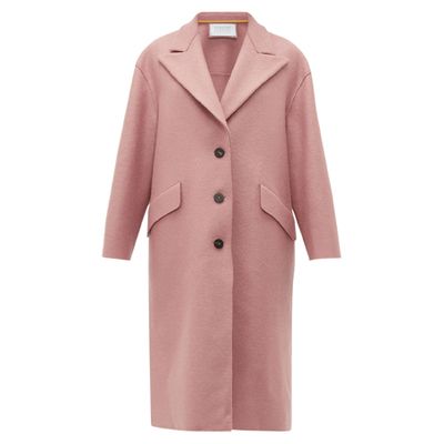 Peak-Lapel Single-Breasted Wool Coat from Harris Wharf London