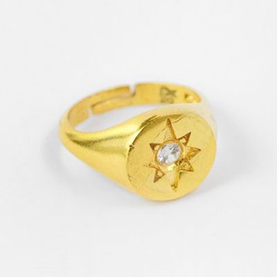 Shining Star Gold Signet Ring from Ottoman Hands