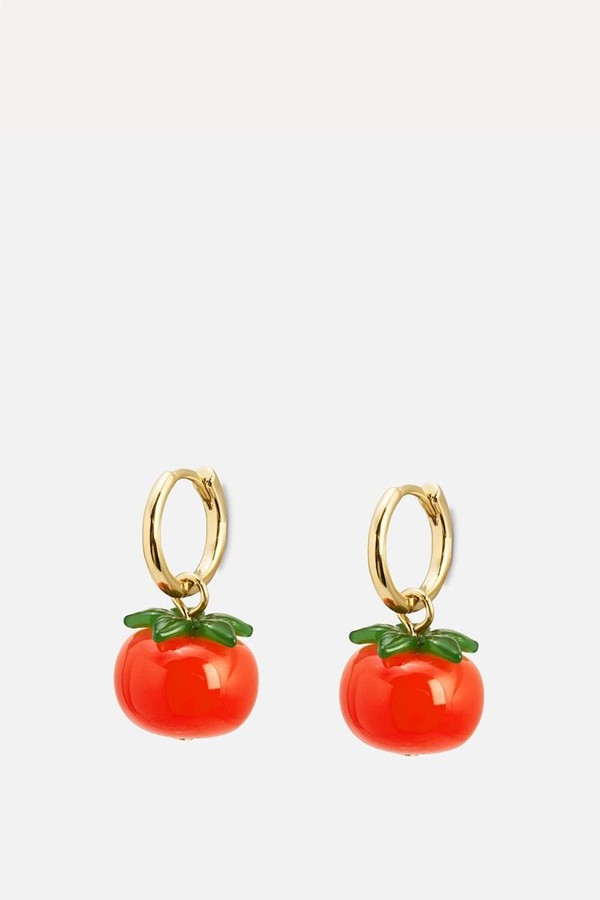 Cita Cherry Tomato Charm Hoop Earrings from Oliver Bonas