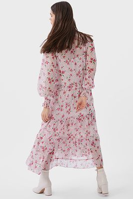 Printed Long Dress With Ruffles from Stradivarius