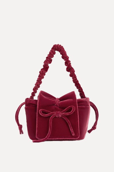 Velvet Bow Ruched Top Handle Bag from Charles & Keith