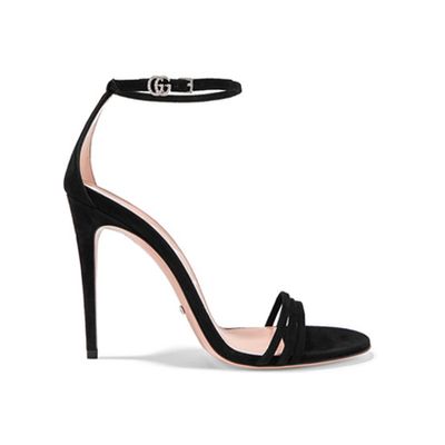 Ilse Crystal-Embellished Suede Sandals from Gucci