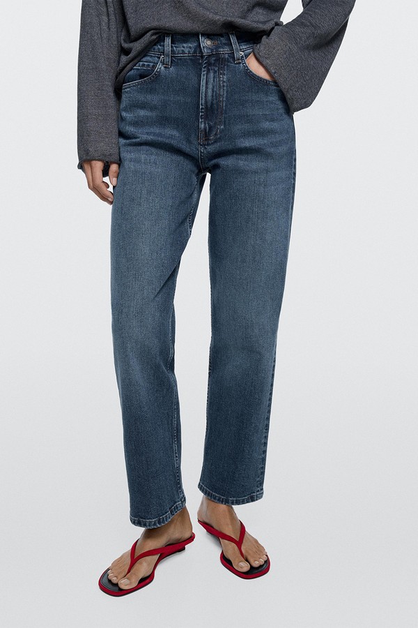 Mid-Rise Straight-Leg Jeans