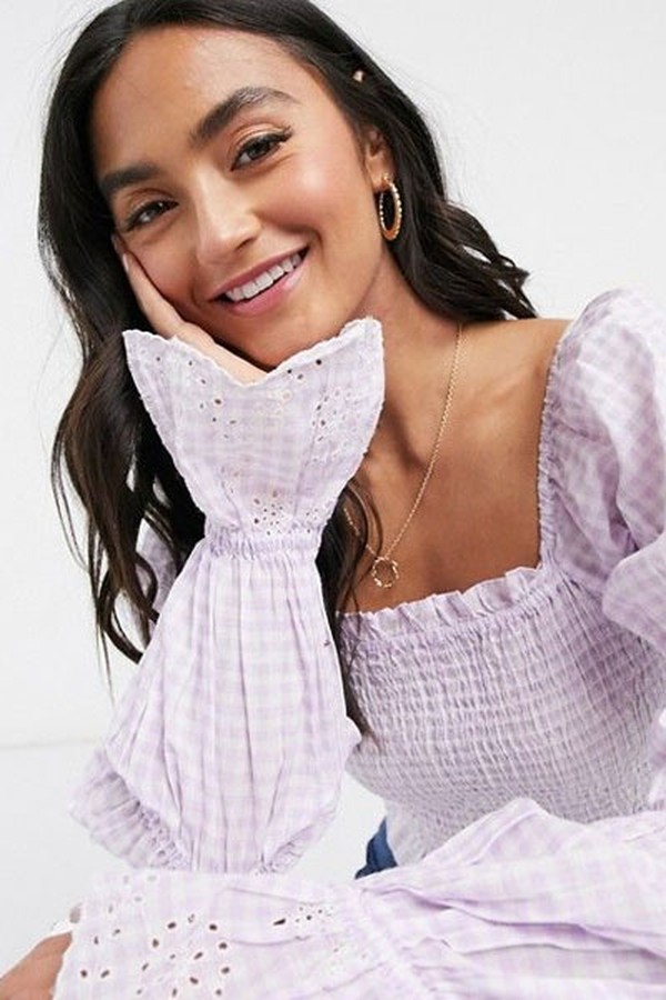 Blouse With Shirring & Broderie Cuff from Vero Moda