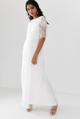Amelia Rose Embellished Maxi Dress With Sheer Sleeve from ASOS