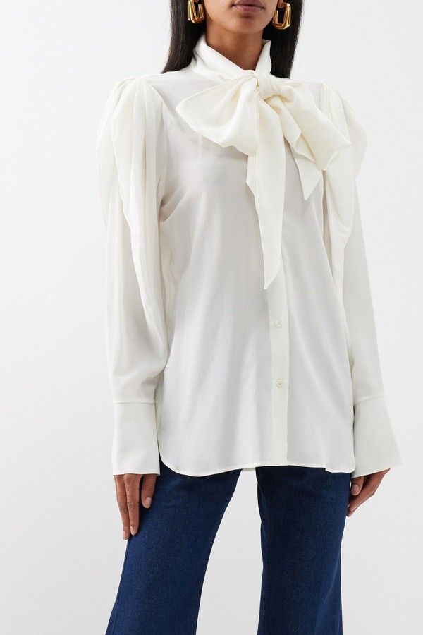 Pussybow Silk Crepe De Chine Shirt from Nina Ricci