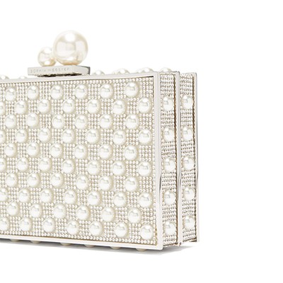 Clara Pearl And Crystal Embellished Box Clutch from Sophia Webster