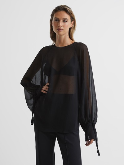 Liv Blouson Sleeve Sheer Blouse