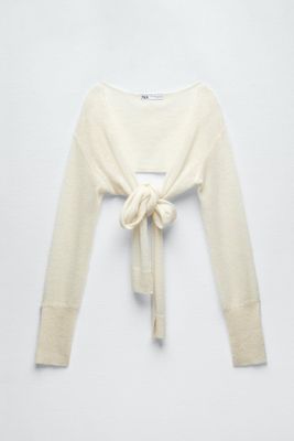 Knit Cardigan With Bow from Zara