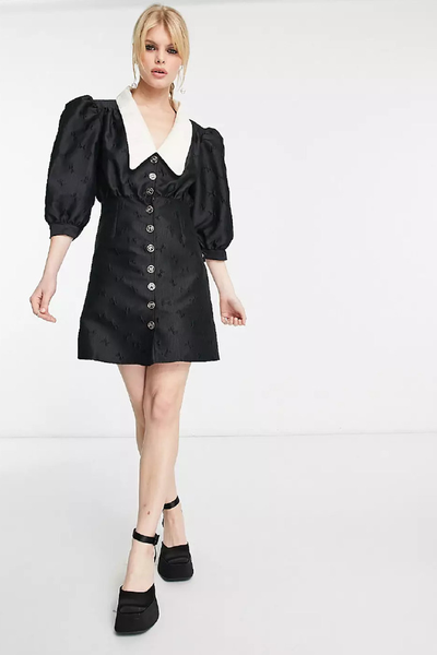 Mini Button Up Dress With Contrast Collar from Sister Jane 