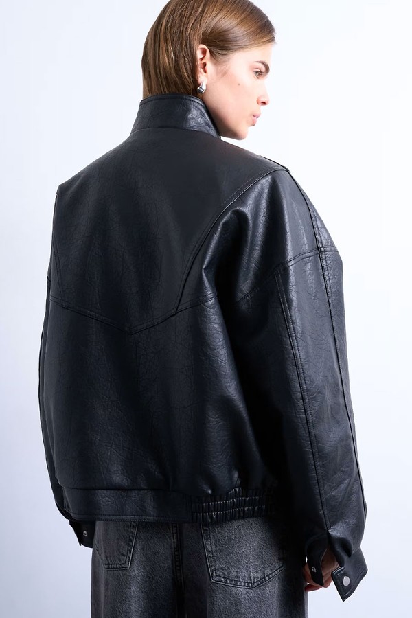 Double Fronted Funnel Seam Detail Bomber from Topshop