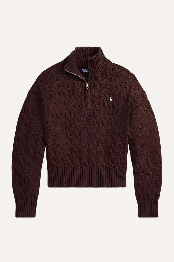 Cable-Knit Cotton Quarter-Zip Jumper