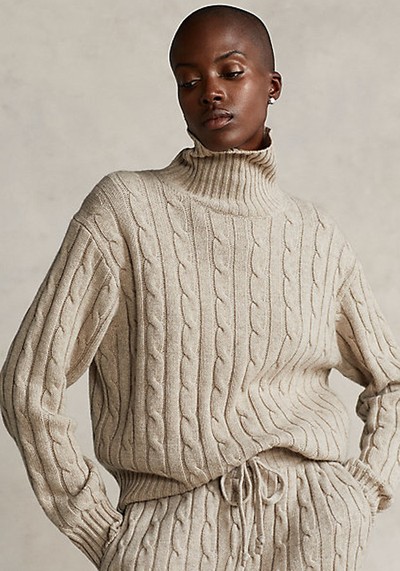 Cable-Knit Roll Neck Jumper