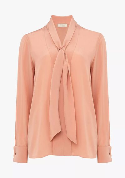 Pearl Tie Neck Silk Blouse from Hobbs