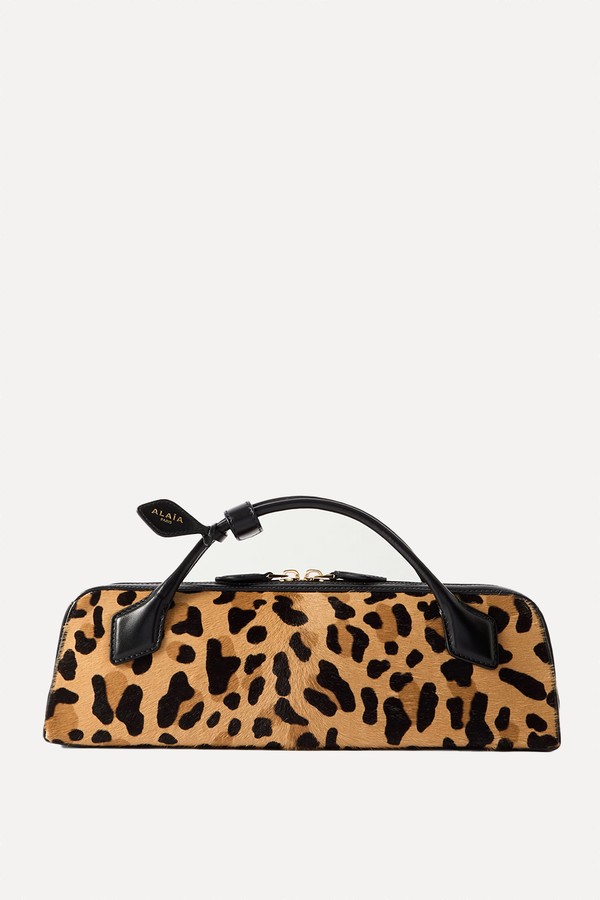 Le Teckel Leopard-Print Calf Hair Clutch from Alaïa