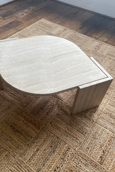 1970s Travertine Eye Coffee Table  from Passe The Store