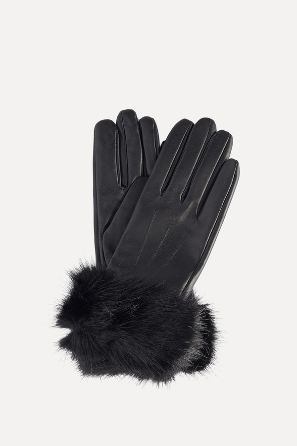 Fur Trimmed Leather Gloves from Barbour