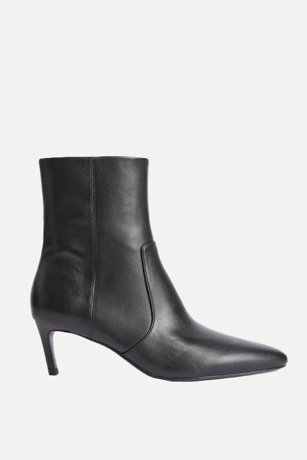 Leather Kitten Heel Pointed Ankle Boots from Marks & Spencer