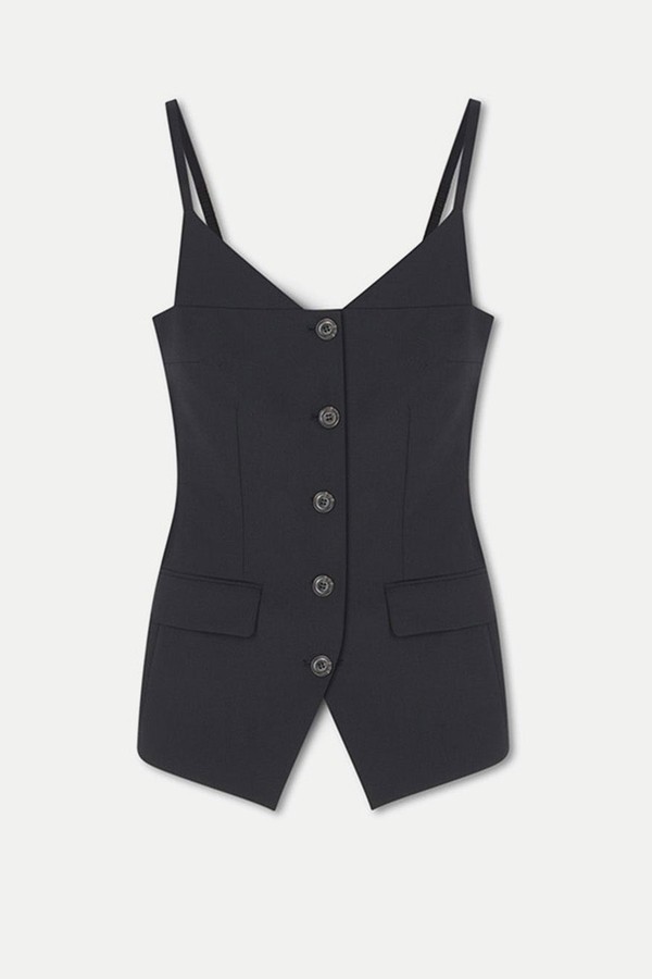 Cinda Open-Back Tailored Top