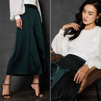 Belllee Satin Pleat Front Culottes