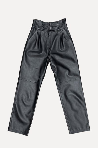 Leather Pleated High-Waisted Trousers from Alessandra Rich