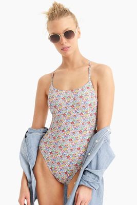 Lace-Up Back One-Piece Swimsuit In Liberty Favorite Flowers