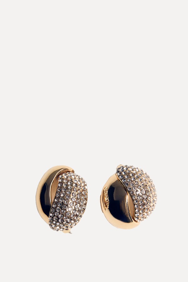 Oval Earrings With Combined Crystals from Mango
