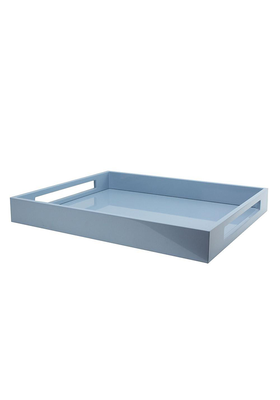 Pale Denim Blue Medium Lacquered Serving Tray from Addison Ross