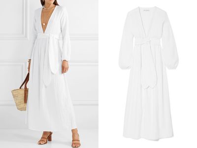 Belted Crinkled Organic Cotton-Gauze Maxi Dress from Mara Hoffman
