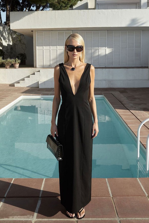 Deep V-Neck Maxi Dress