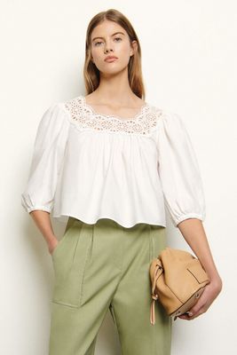 Loose-Fitting Top With Puff Sleeves from Sandro Paris