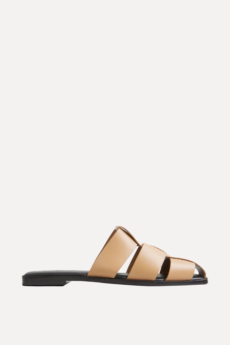 Penelope Leather Cage Mule Flats from Hush 