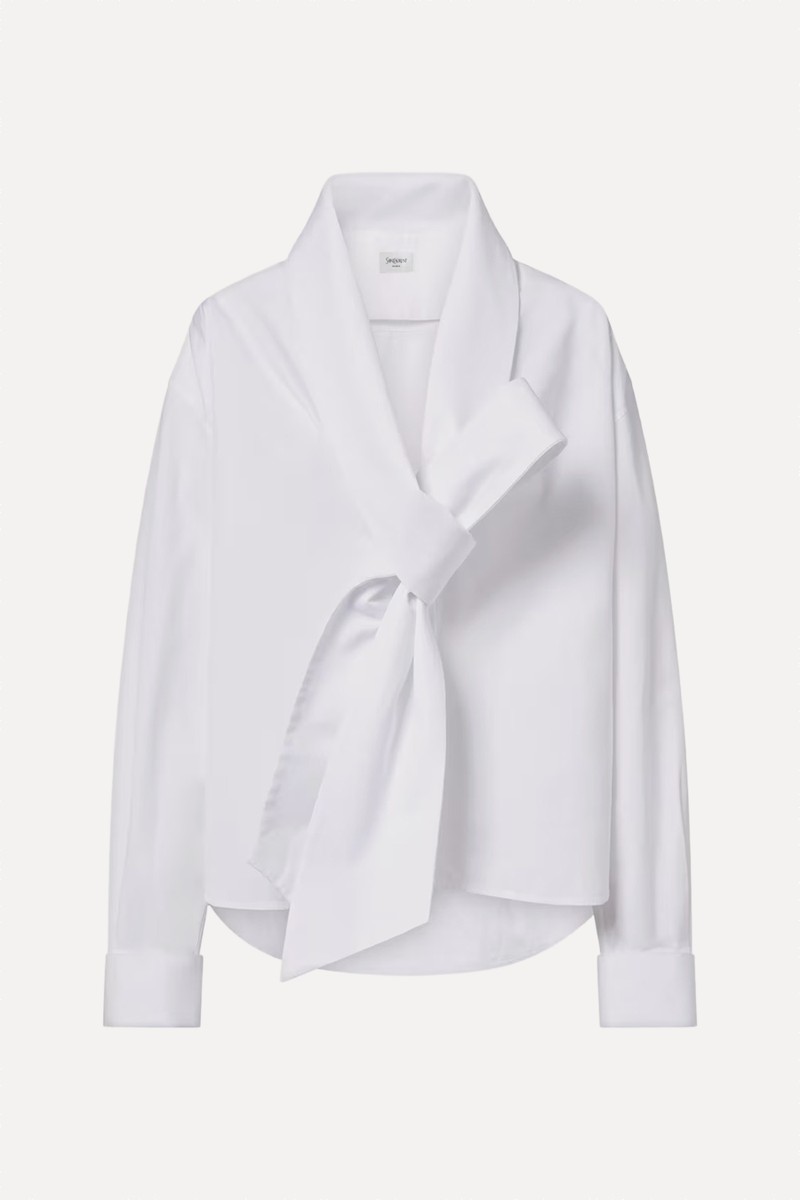 Bow-Detail Cotton Poplin Blouse from Saint Laurent