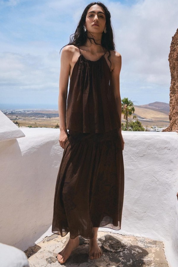 Flowing Floral Print Halter Top