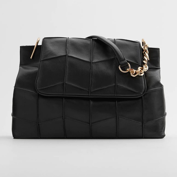 Geometric Leather Shoulder Bag from Zara