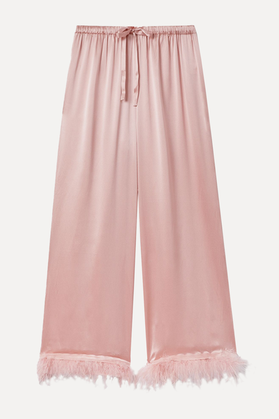 Maison Essentiele Silk Feather Trim Pyjama Bottoms  from Reiss