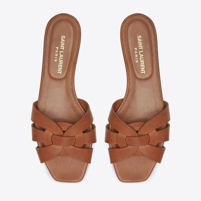 Sandal Tribute In Amber Leather from Saint Laurent