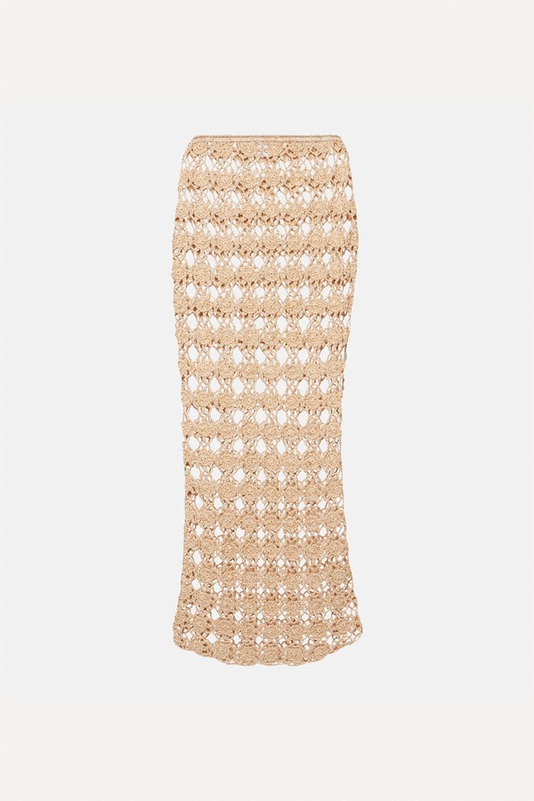 Rosette Crochet Cotton Maxi Skirt from Anna Kosturova