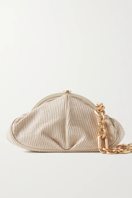 Anna Leather-Trimmed Woven Raffia Shoulder Bag from Cult Gaia