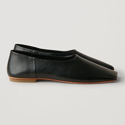 Square Toe Leather Ballerina Shoes from COS
