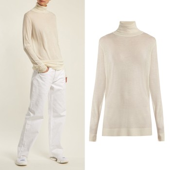 Roll-Neck Fine-Knit Cashmere Sweater